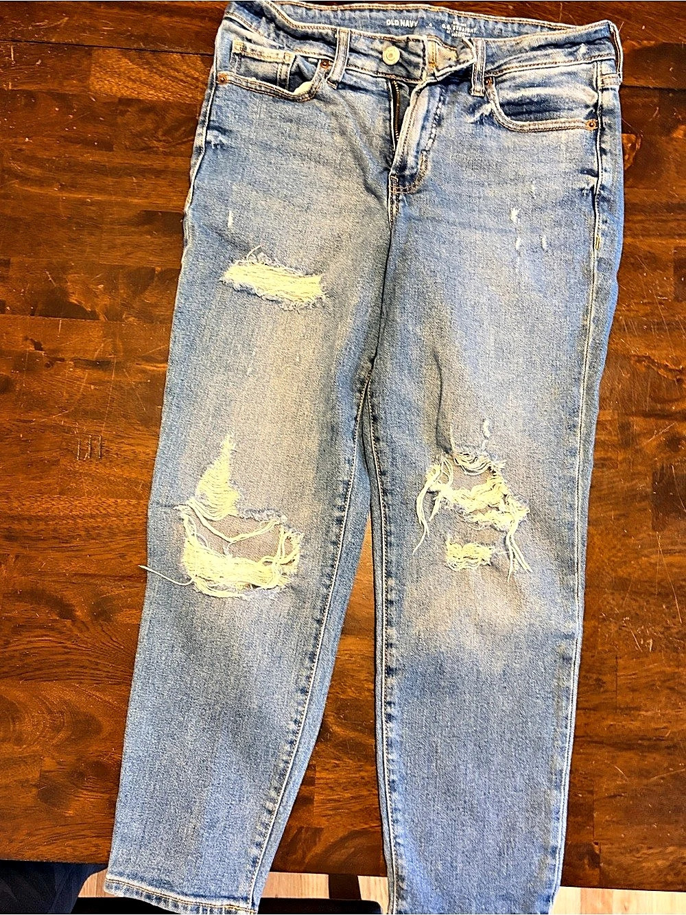 Old Navy High-Waisted O.G. Straight Ripped Jeans Distressed Straight Leg Jeans